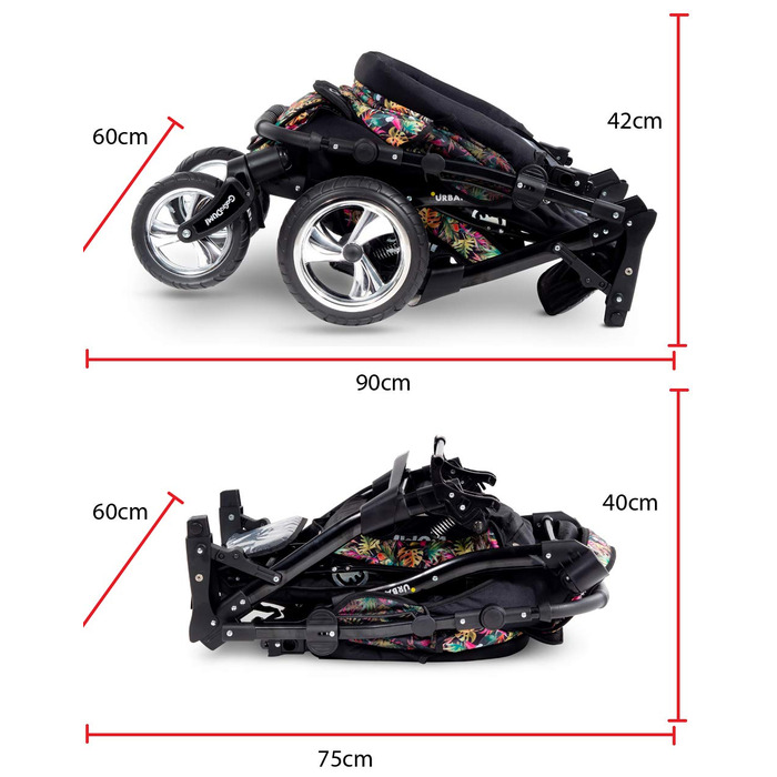 В 1 коляска коляска з автокріслом в комплекті дитяче автокрісло пеленальна сумка дощовик москітна сітка повна гума шини чорні/троп