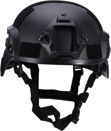 Тактичний шолом у стилі MICH2000, легкий тактичний шолом, захисна тактична версія шолома з кріпленням LVN та боковими рейками, захисний шолом у військовому стилі для страйкболу, пейнтболу, тактичного військового стилю (чорний)