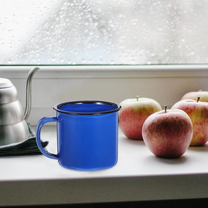 Набір з 4 емальованих кавових чашок Tofficu з ручками, кольорові чайні чашки для гарячих і холодних напоїв в офісі та кемпінгу