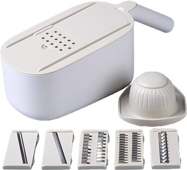 Кухонна терка з нержавіючої сталі, овочева нарізка моркви з контейнером, проста у використанні для ефективності, терка для кухні, з нержавіючої сталі, ручна, з контейнером сірого фону з