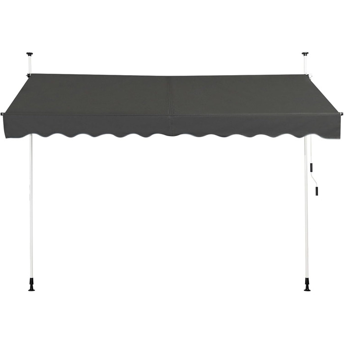 Тент COSTWAY із затискачем, ширина 300 см, балконний тент без свердління, стійкий до ультрафіолету, регульований по висоті, водовідштовхувальний, тент з ручним приводом, сонцезахисний тент, сонцезахист для балкону, сірий 300 см сірий