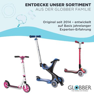 Складаний самокат GLOBBER JUNIOR Foldable Lights ECO Tretroller, 120/80 мм, ABEC 9, 3 колеса, LED-підсвітка, колір Blueberry