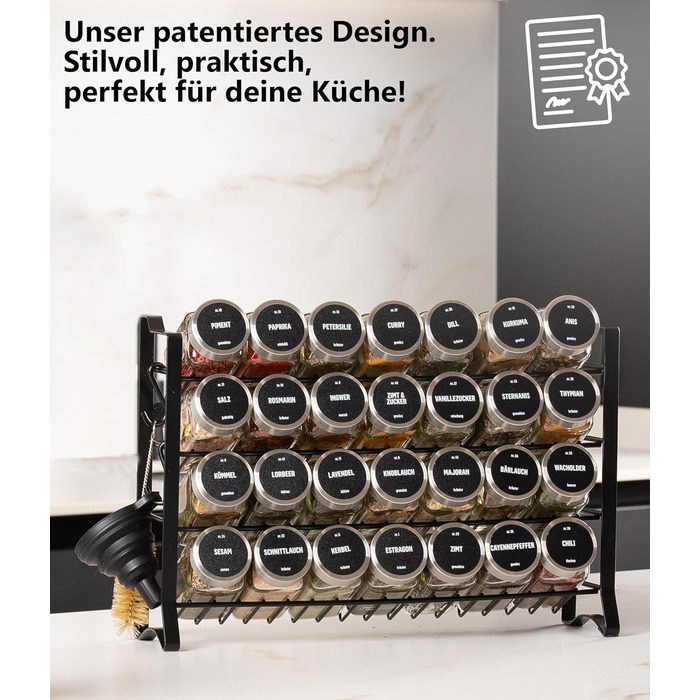 Підставка для спецій Deco haus, настінна та настінна З 28 БАНКАМИ ТА ЕТИКЕТКАМИ ДЛЯ СПЕЦІЙ - Органайзер для спецій - Настінна підставка для спецій - Органайзер для підставок для спецій - Підвісна підставка для спецій - Підставки для спецій з кришкою з нер