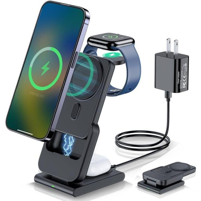 Бездротовий зарядний пристрій 3-в-1 (чорний)