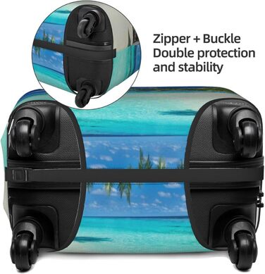 Чохол для валізи з романтичним пляжним принтом, еластичний захист від подряпин та пилу, чорний, розмір 90