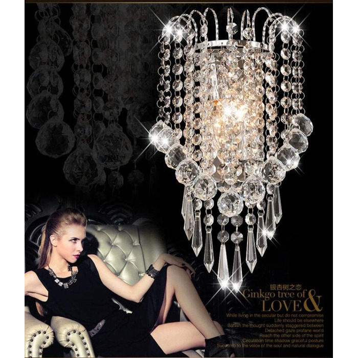 Кришталевий настінний світильник з кришталевими кулями Крапля Декоративний хромований сучасний настінний світильник E14x2 Світильн