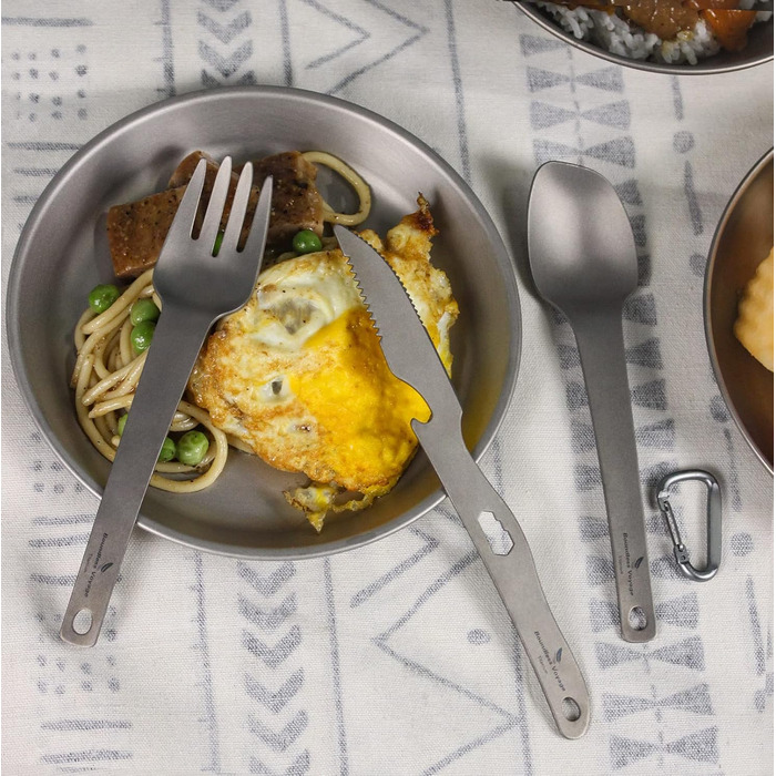 Титанові ложки, виделки, ножі, набір столових приборів, надлегкі столові прибори для кемпінгу, портативні невеликі столові прибори, столові прибори для домашнього приготування їжі, столові прибори для подорожей, столовий посуд, столові прибори для подорож