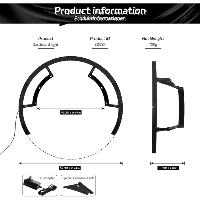 Світлодіодне освітлення мішень для дартсу CyeeLife, система світлодіодного освітлення мішень для дартсу, підсвічування мішень для дартсу надійно кріпиться до всіх мішень для дартсу, підсвічування мішень для дартсу, легке встановлення, чорний колір, 270