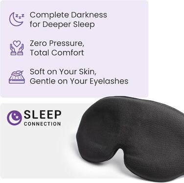 Маска для сну Sleep Connection 3D, 100 світлонепроникний шовк, маска для сну з глибокою очницею, захист вій, маска для сну, преміа