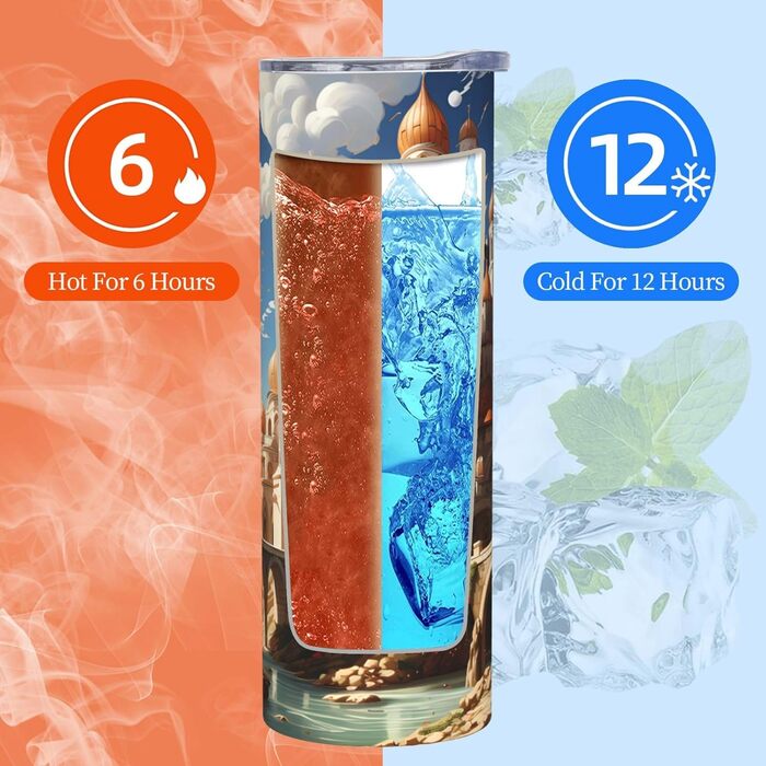 Дорожня кружка з прямою трубочкою, замок у стилі аніме, дизайн неба, підходить для кемпінгу, офісу та дому, 590 мл