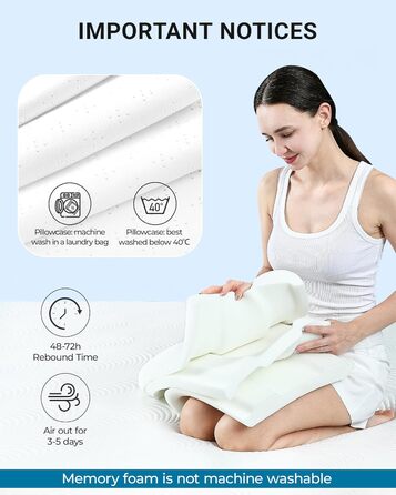 Подушка Elviros з піни з ефектом пам&39яті, регульована ергономічна подушка для полегшення болю в шиї, ортопедична подушка для підтримки шиї для сну на боці та на спині, знімний дихаючий чохол, білий
