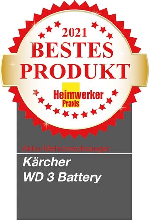 Акумуляторний пилосос для вологого/сухого прибирання Krcher 36 В WD 3 Акумулятор, патронний фільтр, всмоктувальний шланг 2 м, розм