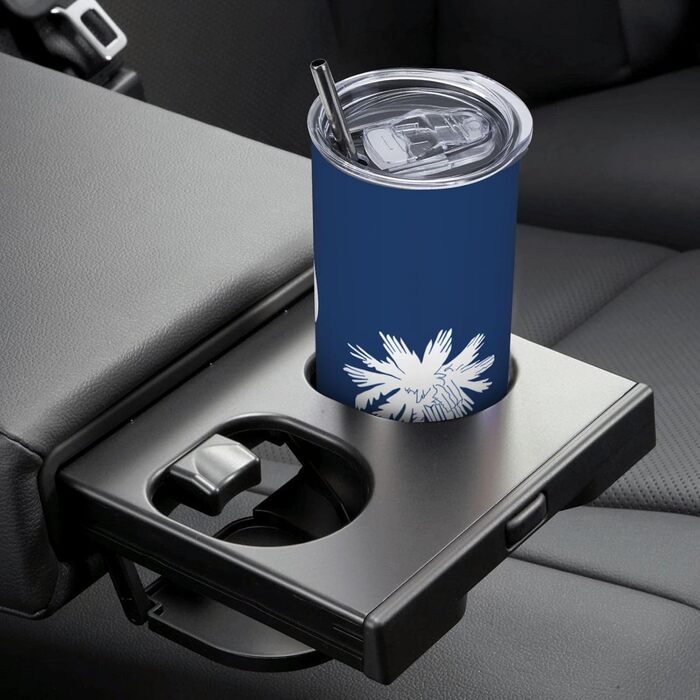 Кухоль з прямою трубочкою, дизайн прапор Південної Кароліни, друкований, дорожній кухоль, підходить для кемпінгу, офісу та дому, 590 мл