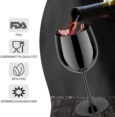 Келих для вина LELELINKY 350 мл Келихи для червоного вина з нержавіючої сталі, небиткі келихи для вина, келихи для шампанського та