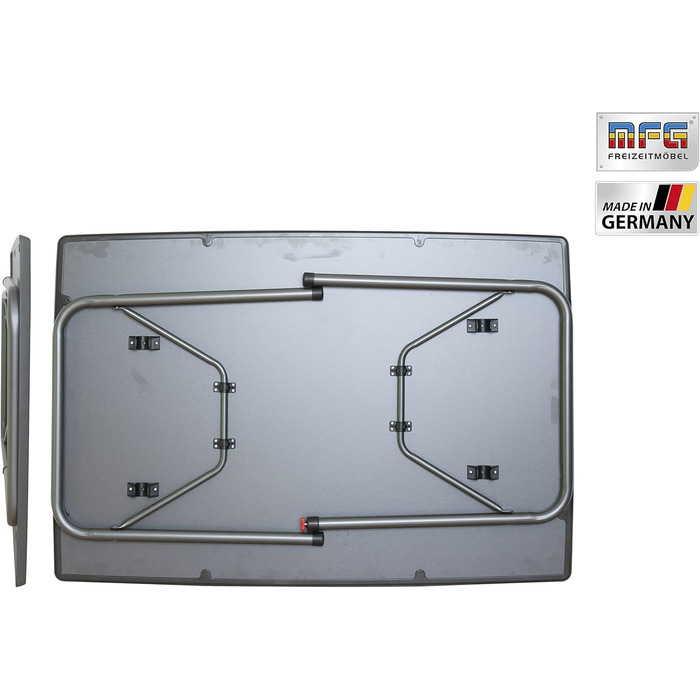 Садовий розкладний стіл MFG 132x90 см, Садовий стіл Всепогодний Компактна розкладна конструкція з вирівнювальними ніжками Не потребує складання Каркас антрацит, Декор стільниці сланець