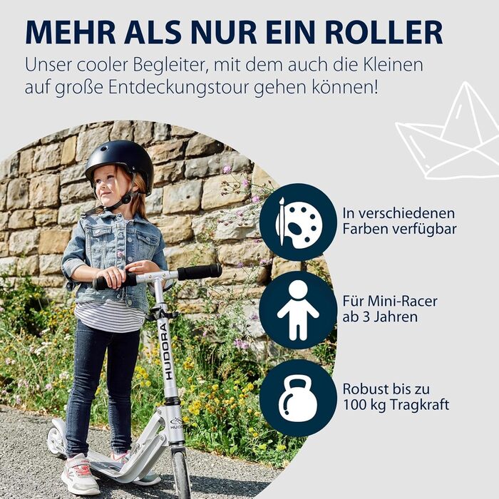 Самокат HUDORA Little BigWheel - безпечний алюмінієвий самокат для дітей від 3 років - регульований по висоті та складаний міський