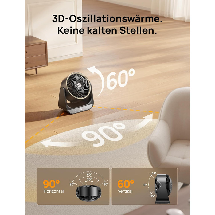Кімнатний вентилятор-обігрівач Dreo, електричний обігрівач потужністю 2000 Вт з пультом дистанційного керування та термостатом, 7 режимів, захист від перегріву та перекидання, портативний обігрівач для всієї кімнати, чорний, обігрівач для всієї кімнати 71