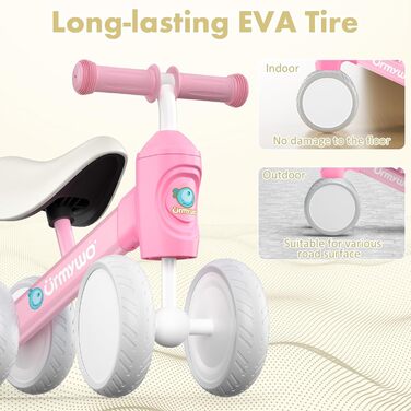 Дитячий велосипед-балансир URMYWO від 1 року, іграшка-балансир для дитини 10-24 місяців, перший велосипед без педалей з 4 колесами
