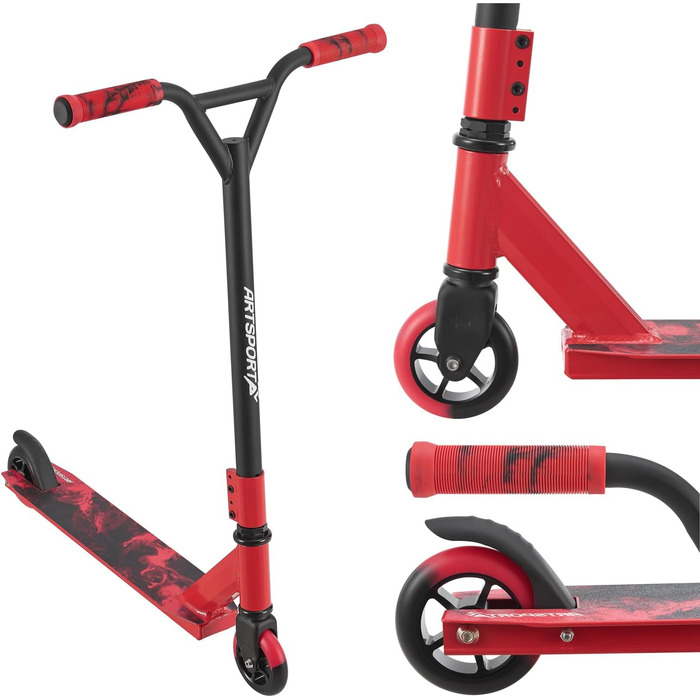 Трюковий самокат ArtSport з керуванням на 360, кулькові підшипники ABEC 9, 100 мм PU колеса та клейка стрічка, веселий самокат для