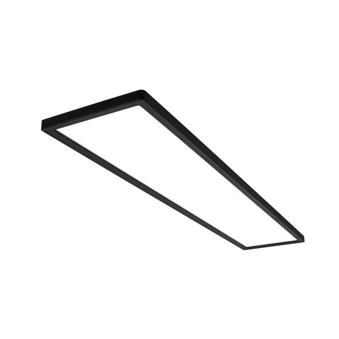 Стеля LED-панель BRILONER 98x20 см, 36Вт 4800лм, з непрямим світлом, ультратонка (3 см), нейтральний білий колір, чорна прямокутна люстра для вітальні та кухні