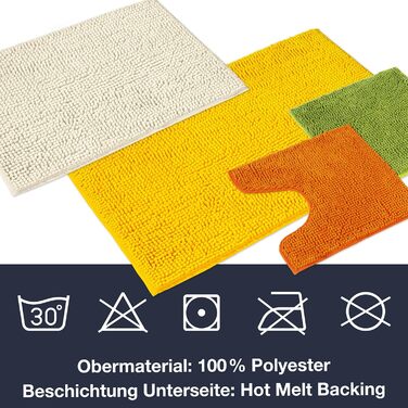 Комплект килимків для ванної WohnDirect, 2 шт. - Бензиновий, 45 x 45 см, з вирізом для унітазу - Нековзний та миється - Килимок для ванної, Килимок для ванної, Килимок для унітазу, 45 x 45 см з вирізом для унітазу (2 шт.), Бензиновий