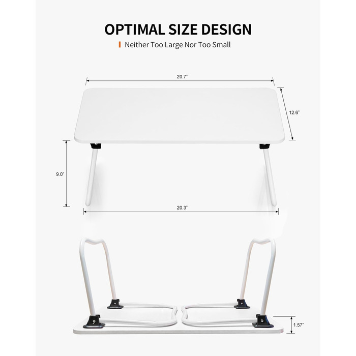 Складаний стіл для ноутбука, портативний стіл для колін, приліжкова тумбочка, легкий столик для сніданку, піднос, робочий стіл, підставка для ноутбука, міні-стіл для роботи, письма, малювання, їжі, білий/Розкішний сад