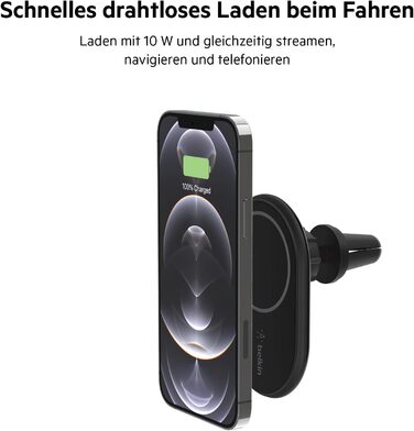 Бездротовий магнітний автомобільний тримач Belkin BoostCharge, автомобільний зарядний пристрій, сумісний з iPhone 16, iPhone 15, i