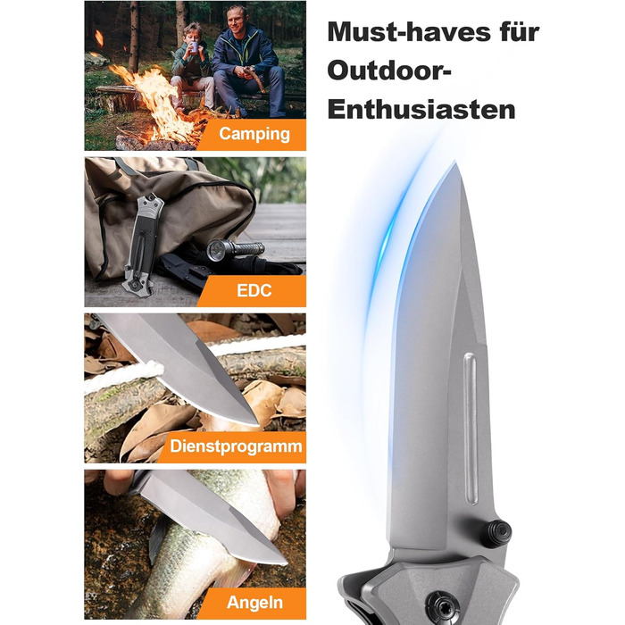 Кишеньковий ніж Rolgno складний ніж, 3Cr13 гострий ніж з нержавіючої сталі на відкритому повітрі з кишеньковим затискачем і замком