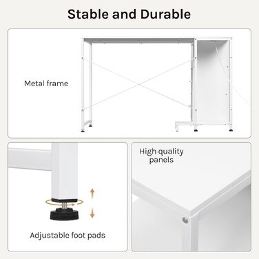 Комп&39ютерний стіл WOLTU кутовий білий з розетками USB-AC - 120x80x75 см змінна полиця та підключення живлення, металевий каркас