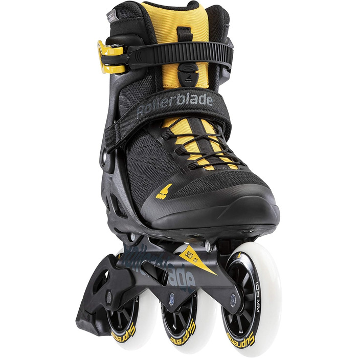 Роликові ковзани Macroblade 100 3WD чоловічі фітнес, чорно-шафраново-жовті, Performance Inline Skates 9 BLACK/SAFFRON YELLOW