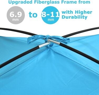 Пляжний намет COMMOUDS для 3-4 осіб, портативний пляжний намет із захистом від ультрафіолету 50, сімейний пляжний намет від сонця з 3 сітчастими вікнами, швидке складання, зручна парасолька для перенесення, для використання на вулиці 3 особами, синій