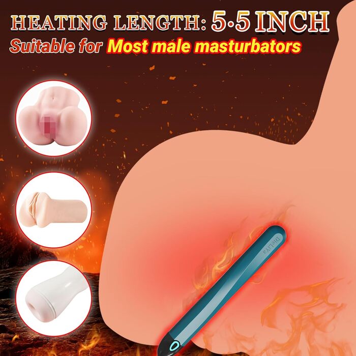 Нагрівальний стрижень для чоловічих мастурбаторів, швидконагрівальний USB-нагрівальний стрижень до 46C з автоматичним контролем температури та індикатором, підігрівач для секс-іграшок