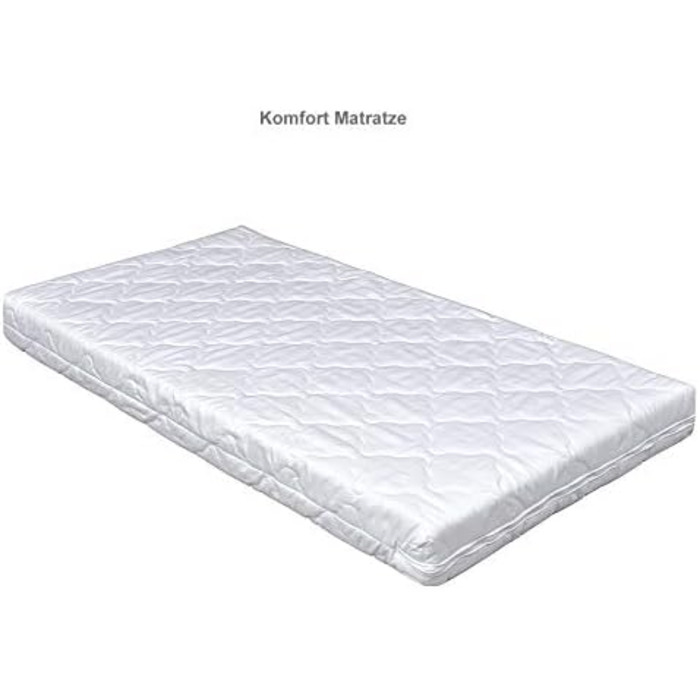 Дитяче ліжечко, що трансформується в дитяче ліжко, біле, 140x70 см, шухляда, матрац з мотивом &quotСолодкі сни&quot (з комфортним матрацом 140x70x9 см)