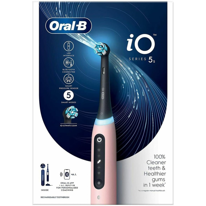 Електрична зубна щітка Oral-B iO 5S, 1 насадка для щітки, 1 дорожня сумка, розроблена Braun