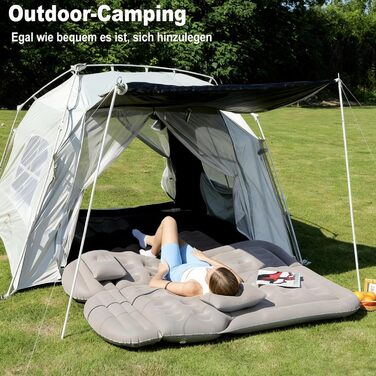 Надувний матрац для позашляховика, надувний матрац для заднього сидіння вантажівки - складний надувний матрац з електричним насосом, портативний надувний матрац для дому, намету, кемпінгу, подорожей (світло-сірий)