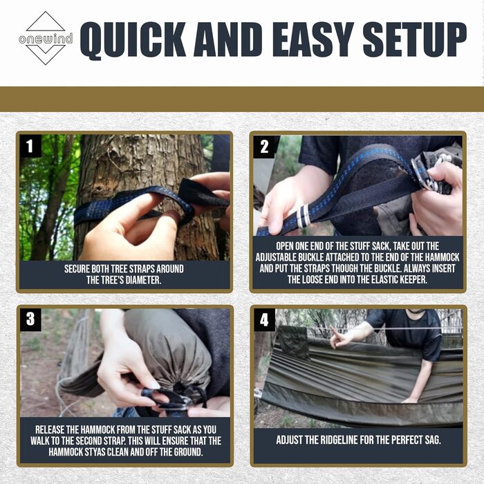 Кемпінговий гамак на блискавці, портативний гамак з москітною сіткою та ремінцями для кріплення на дерева для подорожей, кемпінгу, походів та піших прогулянок Від зеленого 366 см * 162 см, 11&39