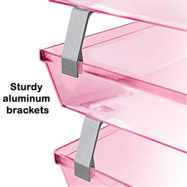 Лоток для листів Acrimet Facility на 4 рівні, бічна вставка, лоток для листів/A4, настільний органайзер для файлів, пластик (прозорий рожевий)