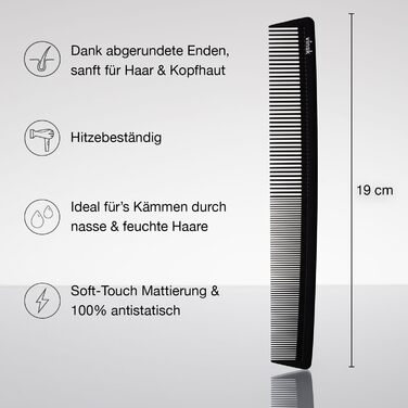 Чоловічий гребінець для бороди та волосся Vinsk Carbon Comb, антистатичний
