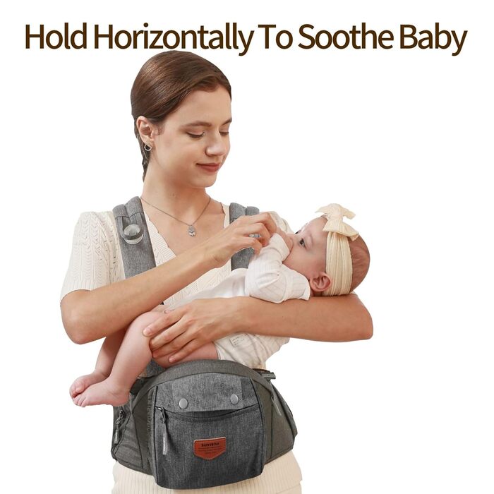 Ергономічна люлька SUNVENO, люлька зі знімним капюшоном, дитяче сидіння на стегнах із ганчіркою для слиновиділення, люлька 3 в 1 д