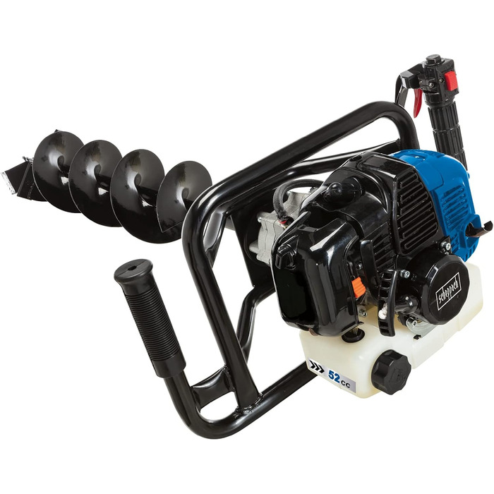 Бензиновий Бур для Землі Бур для Ям, Бур для Стовпів, Садовий Бур Довжина Бура 800 мм Зручний з Двома Ручками Потужність 1450 Вт Максимальний Діаметр Буріння 200 мм В Комплекті Бури 100, 150, 200 мм, 2000