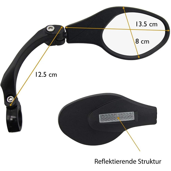 Дзеркало заднього виду Arkham Bicycle для мотоцикла HD з нержавіючої сталі, покоління 2.0 ( праве еліпс) овальної форми, 2 - праве