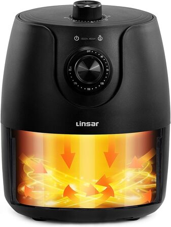 Маленька фритюрниця - 1,8 л - Фритюрниця з таймером і функцією підтримки тепла - Вибір температури - Більш енергозберігаючий і швидший, ніж духові шафи - 1200 Вт - Маленький (чорний) Чорний