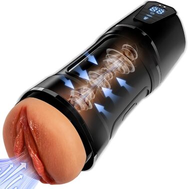 Електричний мастурбатор для чоловіків з 10 функціями вібрації та 5 функціями всмоктування, реалістична секс-іграшка для вагіни та кицьки, кишеньковий мастурбатор для кицьки, секс-іграшка для пеніса та кицьки