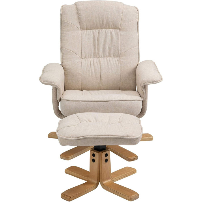 Крісло-реклайнер IDIMEX Charly з підніжкою, поворотне та регульоване по куту нахилу, бежевий максимум навантаження 100 кг для вітальні, крісло для телевізора, крісло-реклайнер, м&39яке крісло та підніжка