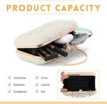 Жіноче перлове клатч-схвачення, елегантні весільні сумочки, вечірня сумочка, сумочка для нареченої, сумка на ланцюжку для вечірки та випускного, біла