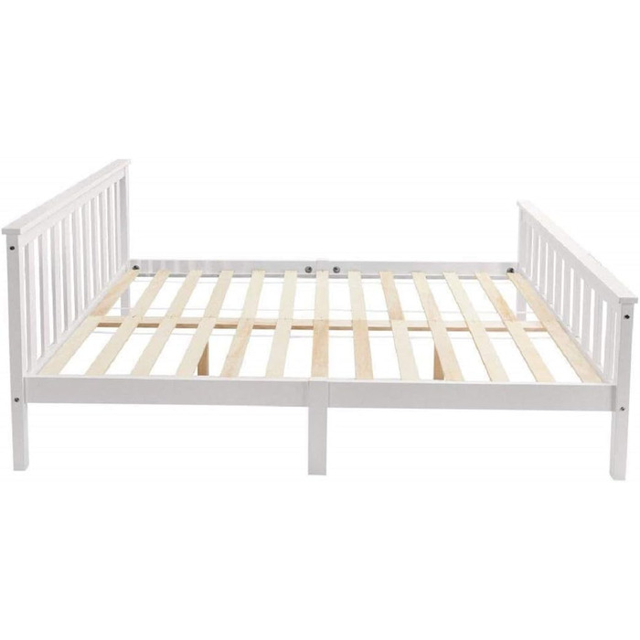 Двоспальне ліжко Merax з дерев&39яним каркасом 140 x 200 см, білий, з рейковою основою та високим узголів&39ям, для дорослих, дітей, підлітків, каркас ліжка з сосни, білий