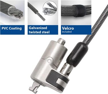 Замок-кабель для ноутбука ACT Schloss, 2м, з ключем, для Nano Slot, поворотна головка, портативний захист від крадіжки - AC9030