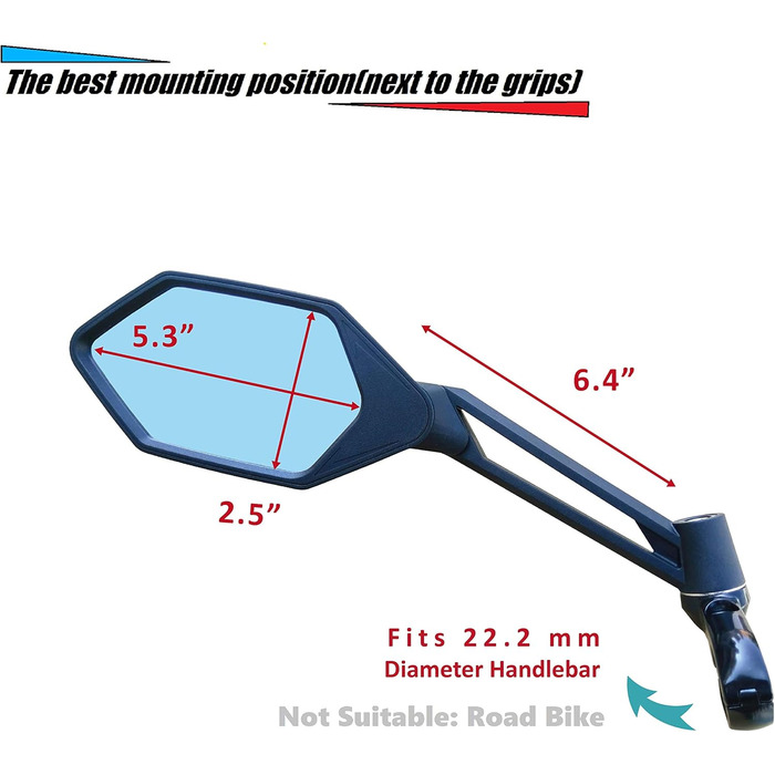 Нова стійка до подряпин скляна лінза, дзеркало для велосипеда на кермі, регульоване безпечне дзеркало заднього виду, дзеркало для велосипеда, ME-005 (2019)