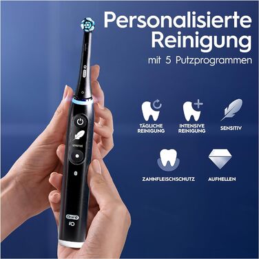 Електрична зубна щітка/електрична зубна щітка Oral-B iO Series 6 Plus Edition, ПЛЮС 3 щітки для електричних зубних щіток, магнітний чохол, 5 режимів чищення, упаковка, що підлягає переробці, чорний