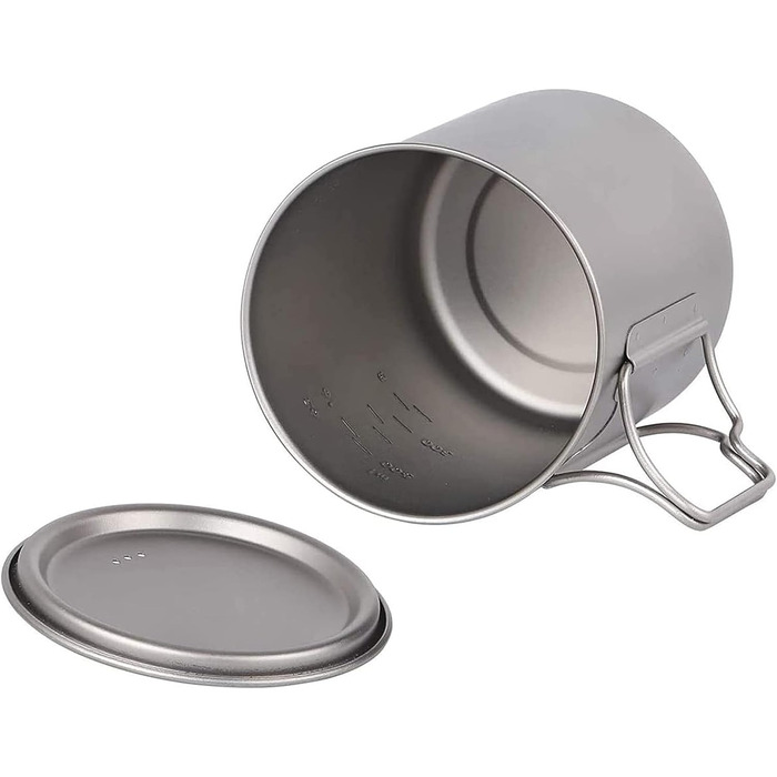 Титанова каструля, чашка 750 мл з кришкою, складна ручка, портативна, легка, для кемпінгу та пікніків на свіжому повітрі (каструля 750 мл)